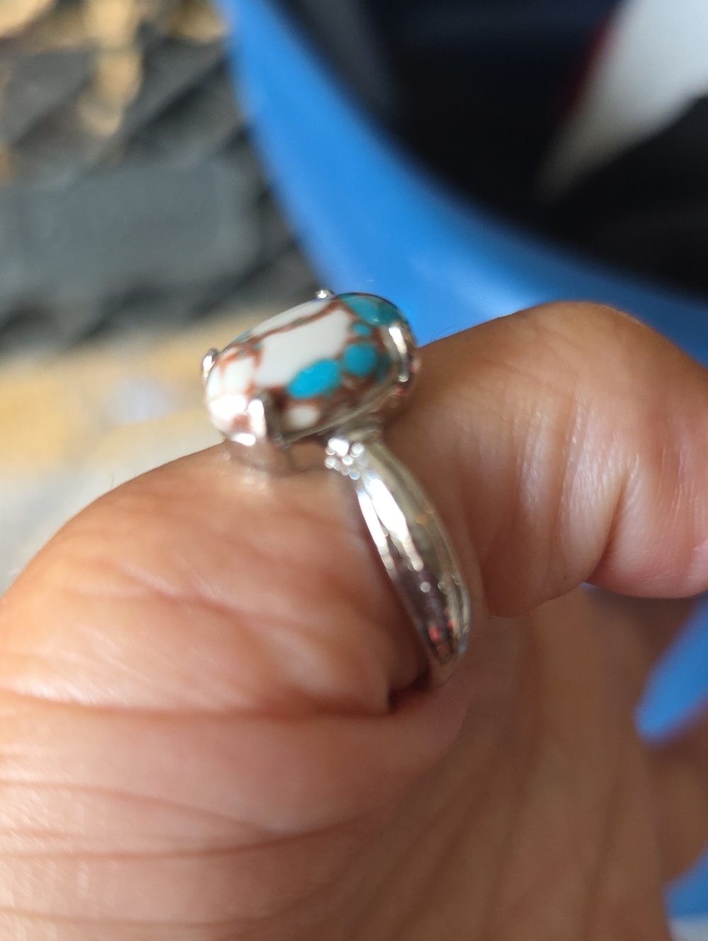 Custom Mohave Kingman Turquoise Copper Matrix Signed & Heavily Marked Sz 11.5